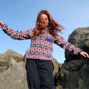 Patagonia Synchilla Snap T Fleece Pullover Aberdeen Butterfly Aztec Size XSmall